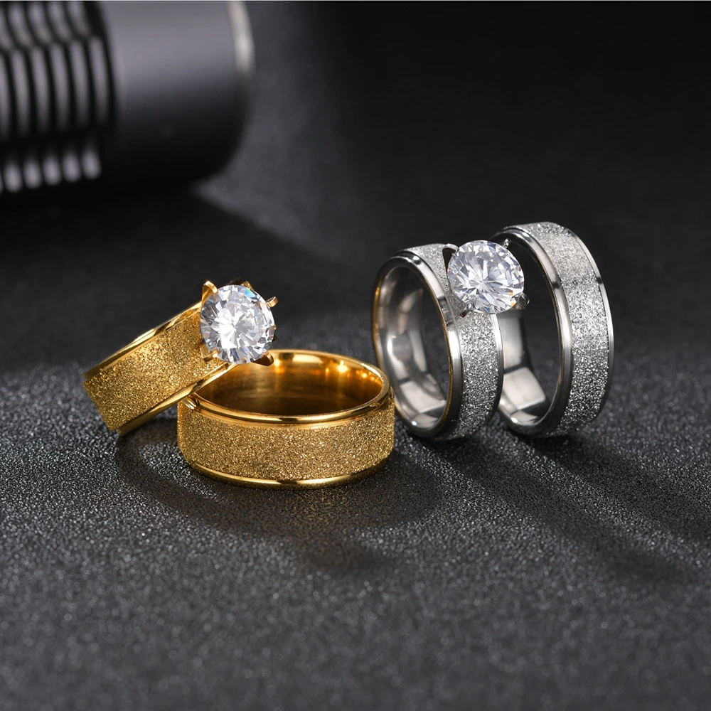 Stainless Steel 8mm Couple Bling Ring Crystal Wedding Rings for Couple Golden Women Men Lovers Ring Sets Jewelry Engagement Gift
Stainless Steel 8mm Couple Bling Ring Crystal Wedding Rings for Couple Golden Women Men Lovers Ring Sets Jewelry Engagement Gift