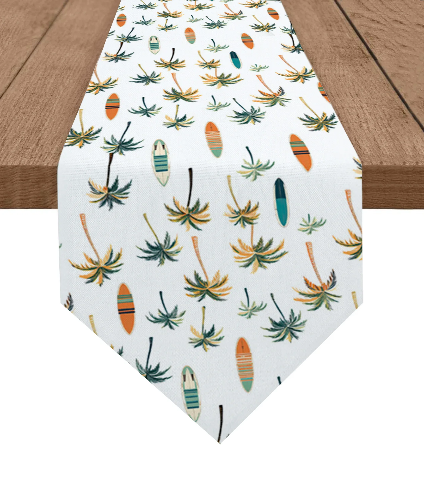 

Palm Trees Surfboards Leaves Table Runner Wedding Decor Tablecloth Holiday Party Home Dining Table Decoration