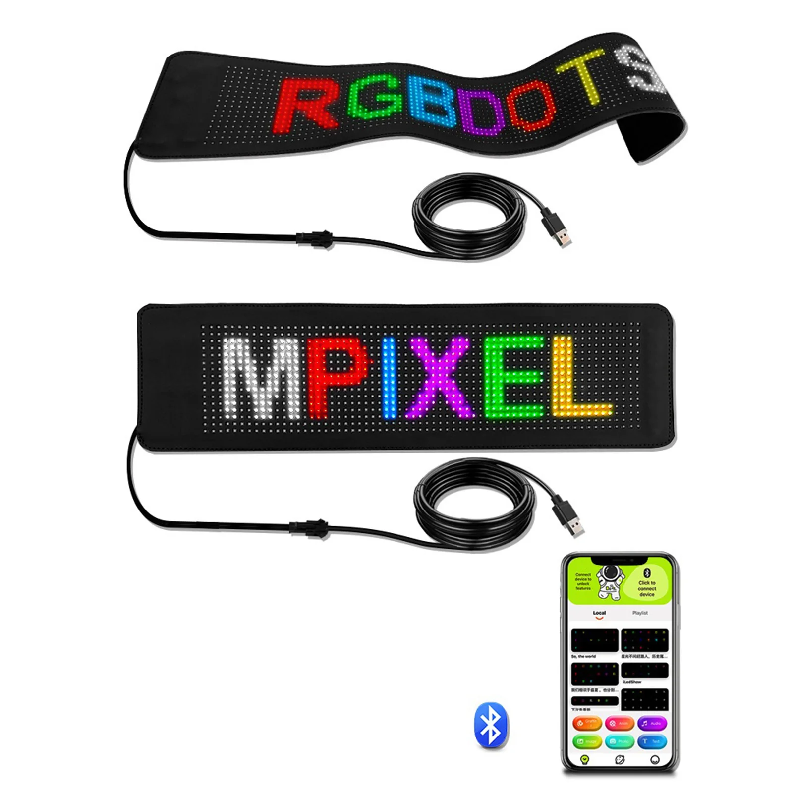 

Car LED Flexible Display Panel Car Window Foldable App Programmable Advertising Scrolling Message Screen Animation Text Display