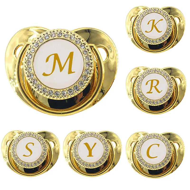 Luxury Gold Bling Rhinestone Silicone Pacifier 26 Letters Baby Pacifier Infant Nipple Bpa Free for Newborn Baby Gift
Luxury Gold Bling Rhinestone Silicone Pacifier 26 Letters Baby Pacifier Infant Nipple Bpa Free for Newborn Baby Gift