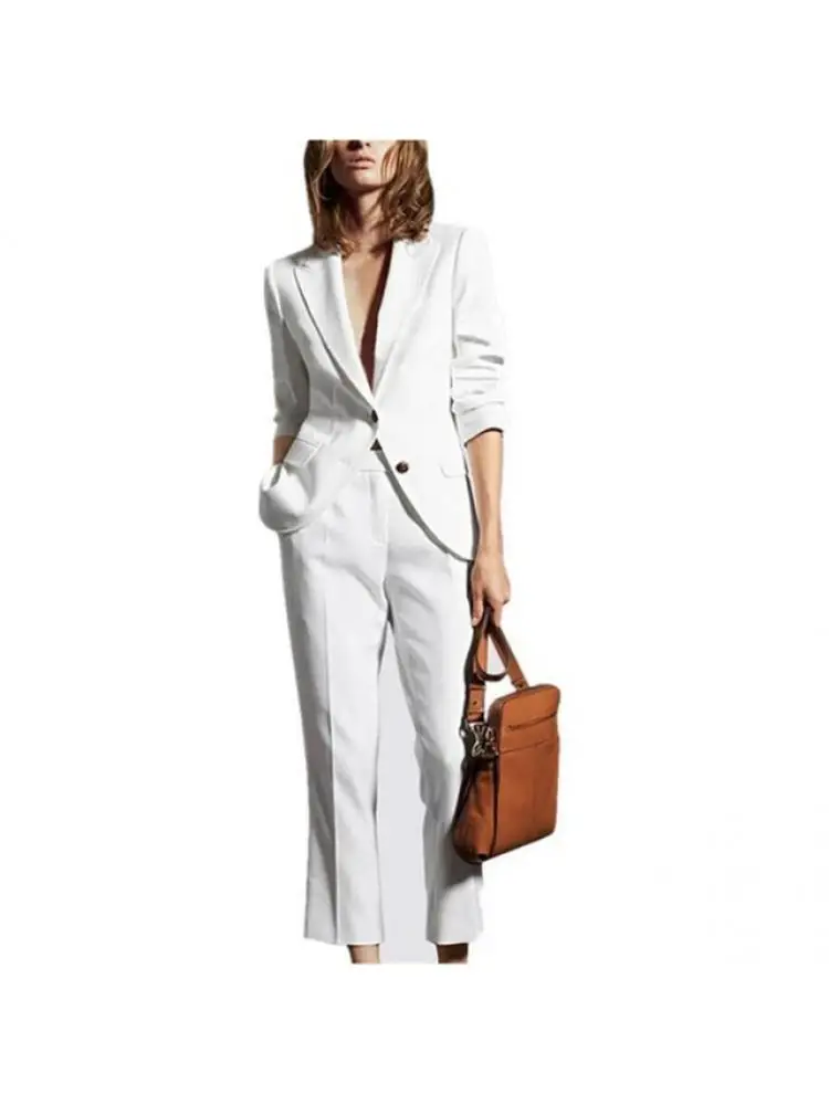 White Casual Women 2 Piece Business Formal Suits Custom Made Office Lady Women Tuxedo Evening Suits Garnitur Damski
White Casual Women 2 Piece Business Formal Suits Custom Made Office Lady Women Tuxedo Evening Suits Garnitur Damski