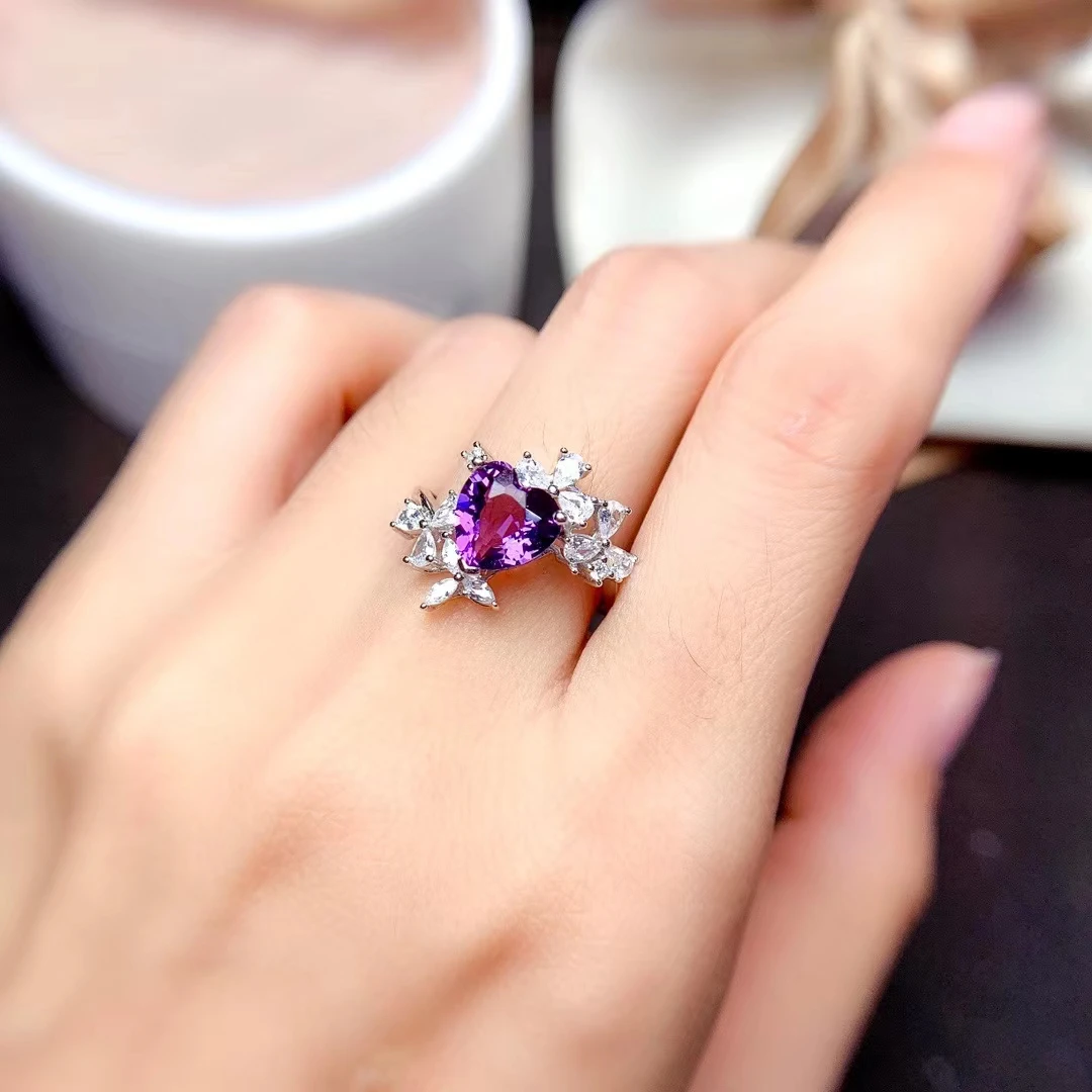 100% Natural Amethyst Ring for Party 8mm 2ct Heart Amethyst Silver Ring Real 925 Silver Amethyst Jewelry
100% Natural Amethyst Ring for Party 8mm 2ct Heart Amethyst Silver Ring Real 925 Silver Amethyst Jewelry