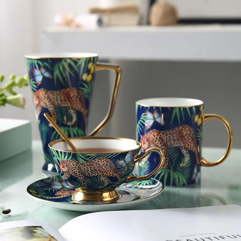

Jungle Animals Mugs Bone China Teacup Saucer Milk Tea Mug Coffee Mug Coffeeware Teaware Set Afternoon Tea Sets Office Cups