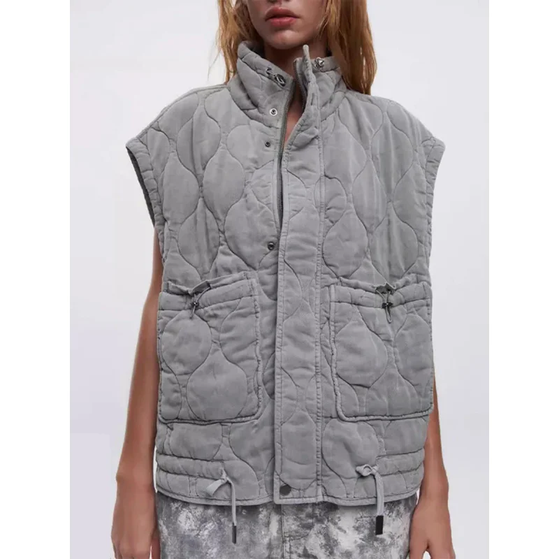 Autumn All-match Patch Checkered Vest Women Pocket Stand Collar Sleeveless Clothing Female Single Breasted Lace Up Tops Lady
Autumn All-match Patch Checkered Vest Women Pocket Stand Collar Sleeveless Clothing Female Single Breasted Lace Up Tops Lady