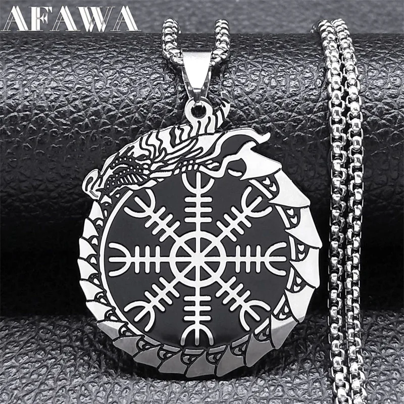Viking Helm of Awe Compass Dragon Chain Necklace for Women Men Stainless Steel Aegishjalmur Scandinavian Necklace Jewelry N7959
Viking Helm of Awe Compass Dragon Chain Necklace for Women Men Stainless Steel Aegishjalmur Scandinavian Necklace Jewelry N7959