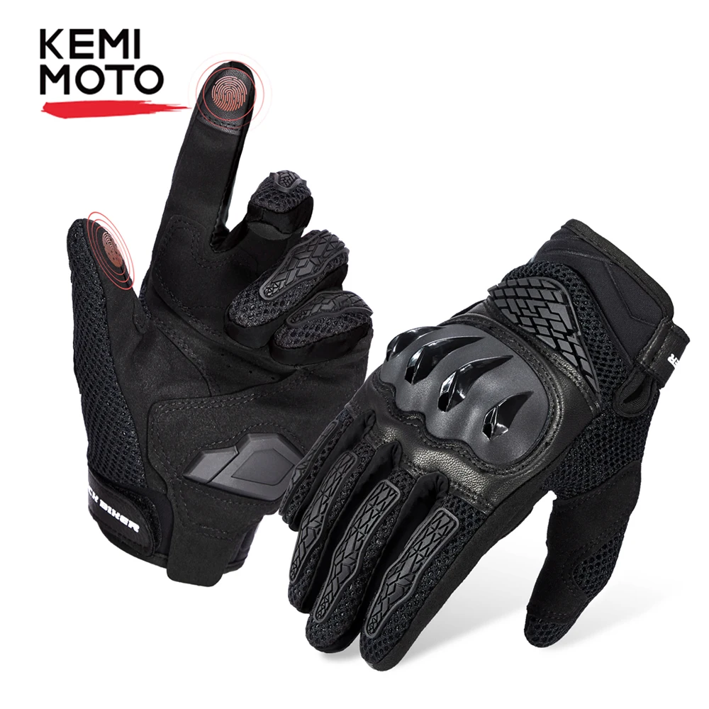 

KEMIMOTO Summer Motorcycle Gloves Touchscreen Hard Knuckle Dirt Bike Gloves For Men Women Breathable Motocross Riding Gloves ATV