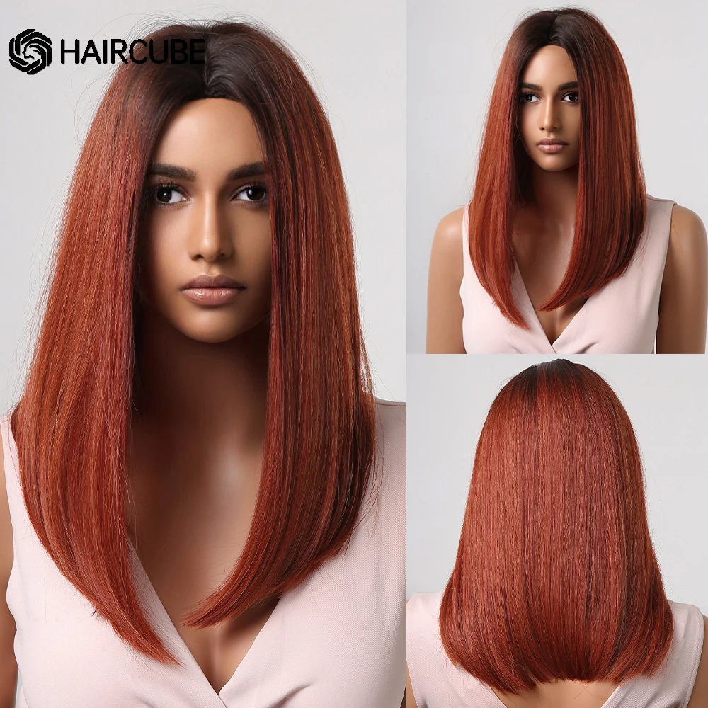 HAIRCUBE Ombre Medium Length Red Synthetic Wigs For Afro Women Natural Shoulder Length Straight Wig Middle Part Daily Fiber Hair
HAIRCUBE Ombre Medium Length Red Synthetic Wigs For Afro Women Natural Shoulder Length Straight Wig Middle Part Daily Fiber Hair