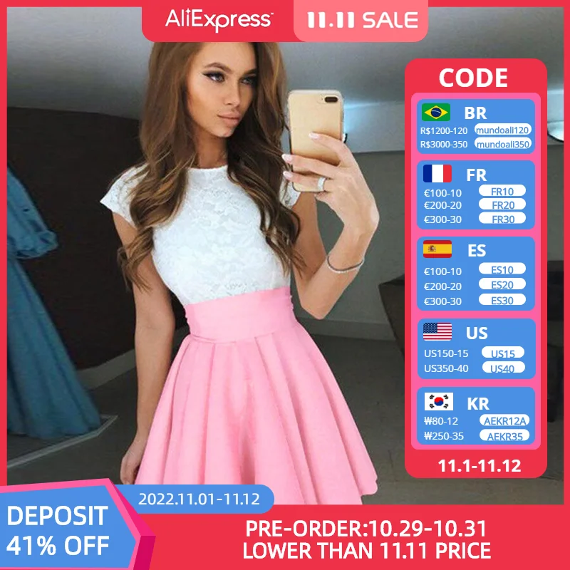 2021 Women's Sexy Dresses Lace Party Cocktail O-Neck Mini Dress Ladies Summer Beach Short Sleeve Female Fashion Dresses Casual
2021 Women's Sexy Dresses Lace Party Cocktail O-Neck Mini Dress Ladies Summer Beach Short Sleeve Female Fashion Dresses Casual