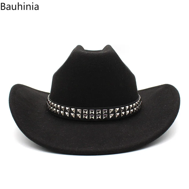 Bauhinia New Punk Style Artificial Wool Men's Western Cowboy Hat Vintage Gentleman Felt Jazz Hats Cowgirl Church Caps
Bauhinia New Punk Style Artificial Wool Men's Western Cowboy Hat Vintage Gentleman Felt Jazz Hats Cowgirl Church Caps