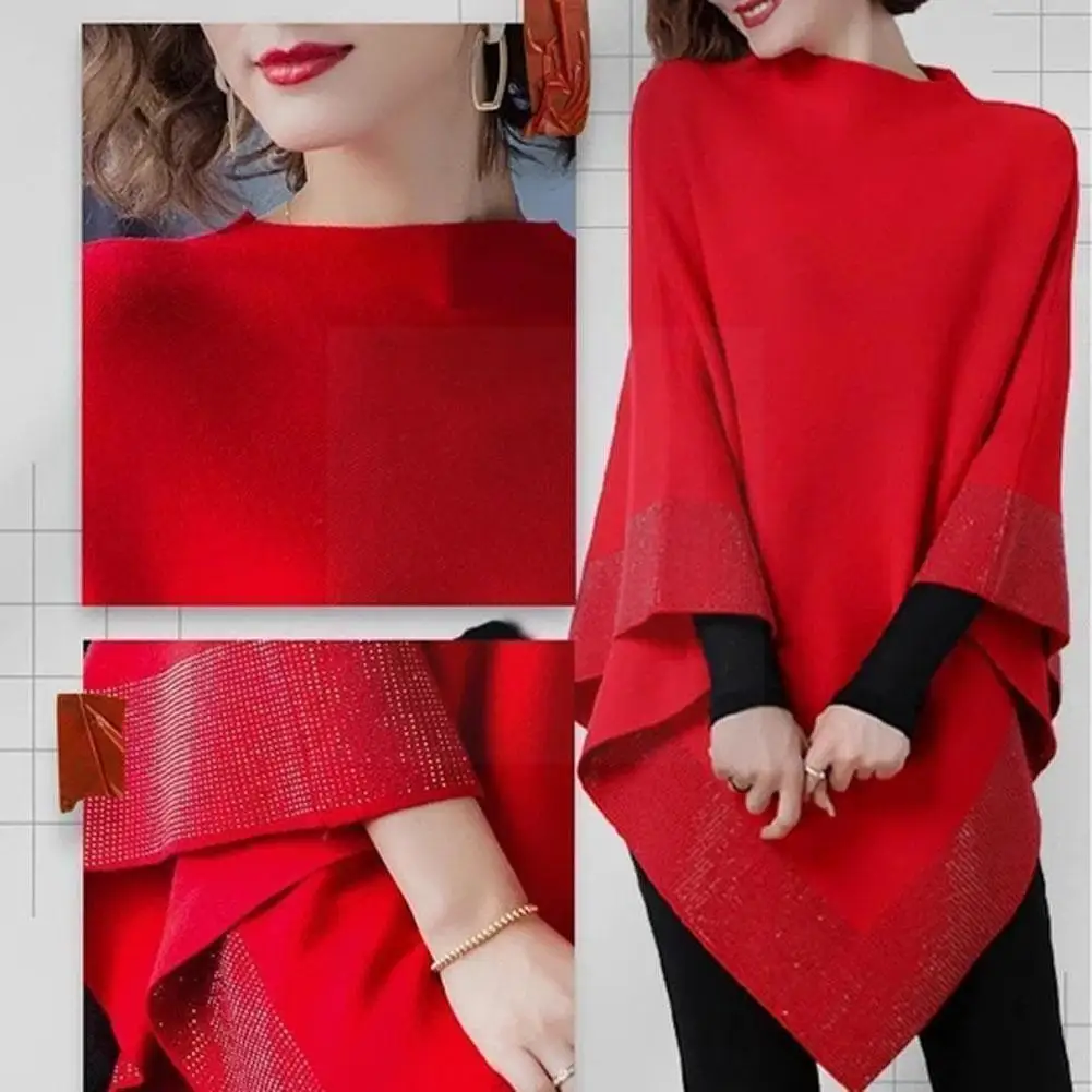 Fashion Spring Autumn New Diamond High Quality Soild Bat Sweater Loose Knitted Temperament Poncho Coat Cape Women Sleeve Re D5K1 
Fashion Spring Autumn New Diamond High Quality Soild Bat Sweater Loose Knitted Temperament Poncho Coat Cape Women Sleeve Re D5K1