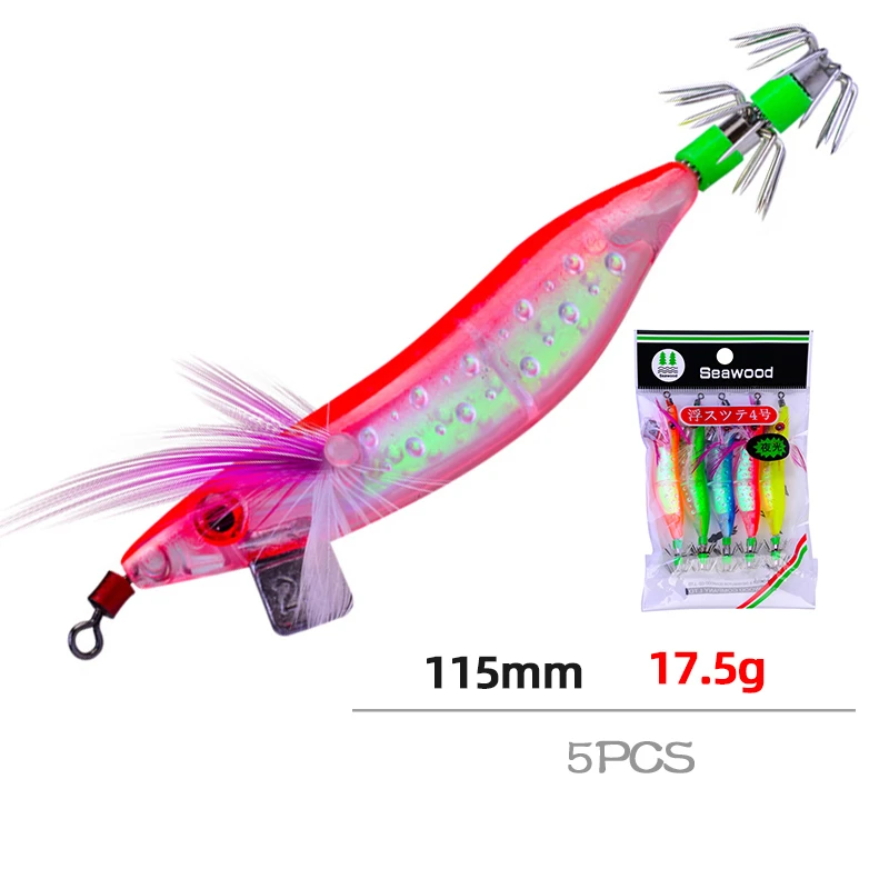 5Pcs/bag 8.1g 10cm Wood Shrimp Fishing squid bait Shrimp Jig Hook 3D Eyes Luminous Octopus lures Cuttlefish Artificial bait hook
5Pcs/bag 8.1g 10cm Wood Shrimp Fishing squid bait Shrimp Jig Hook 3D Eyes Luminous Octopus lures Cuttlefish Artificial bait hook