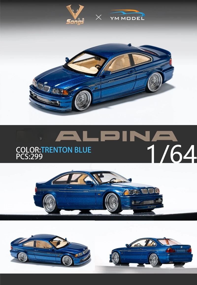 Songs×YM модель 1:64 E46 ALPINA B3 Трентон синяя/зеленая ограниченная модель автомобиля 299
Songs×YM модель 1:64 E46 ALPINA B3 Трентон синяя/зеленая ограниченная модель автомобиля 299