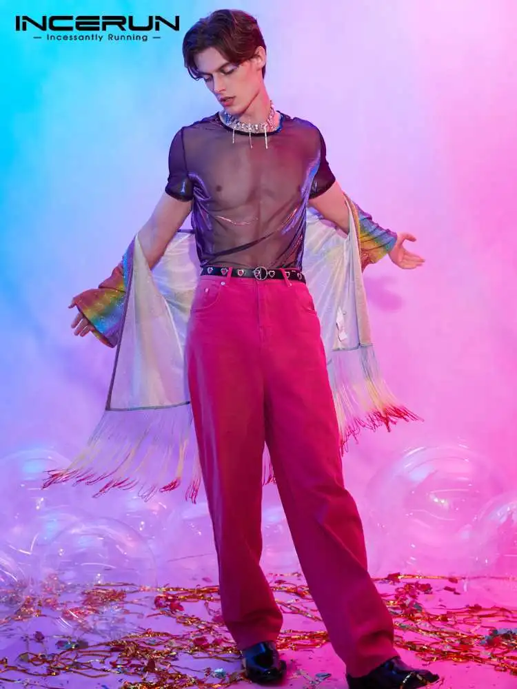 INCERUN Tops 2022 Stylish Well Fitting Men's Rainbow Patchwork Fringe Blouse Casual See-through Mid Sleeve Cardigan Shirts S-5XL
INCERUN Tops 2022 Stylish Well Fitting Men's Rainbow Patchwork Fringe Blouse Casual See-through Mid Sleeve Cardigan Shirts S-5XL