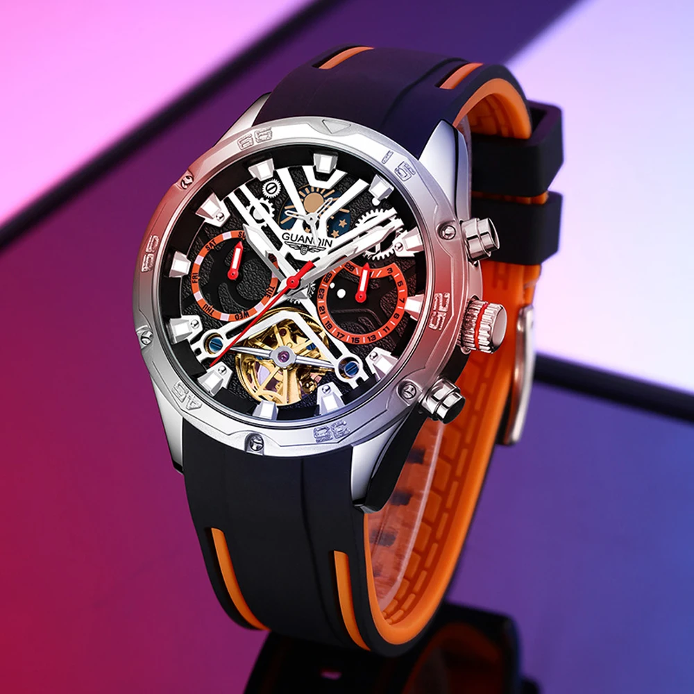 GUANQIN Men's Watches 2023 Mechanical Automatic Watch For Men Tourbillon Luminous Moon Phase Sport Waterproof Clock Reloj Hombre
GUANQIN Men's Watches 2023 Mechanical Automatic Watch For Men Tourbillon Luminous Moon Phase Sport Waterproof Clock Reloj Hombre