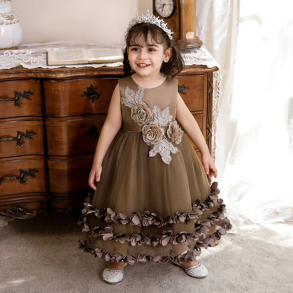 Beautiful Coffee Princess Tutu Dress Kids Girls Ball Gown with Perfect Flowers for Weddings Flower Girl Dresses 2022
Beautiful Coffee Princess Tutu Dress Kids Girls Ball Gown with Perfect Flowers for Weddings Flower Girl Dresses 2022