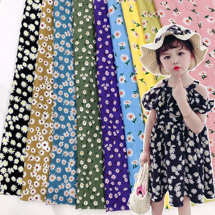 

45 Thread Count Rayon Daisy Printed Fabric Spring And Summer Spot Rayon Small Floral Fabric Dress Women's Fabric