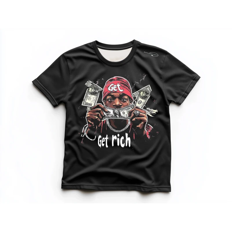 Футболка I Want Get Rich Fun в стиле хип-хоп с 3D принтом Я люблю деньги топы большим
