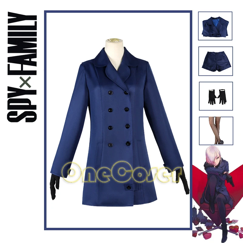 

Spy X Family Fiona Frost Anime Cosplay Costume Blue Dress Uniform Nightfall Shorts Socks Gloves Party Girls Women Outfit