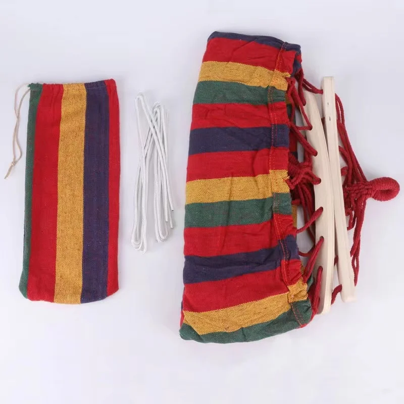 2022 New Outdoor single double hammock canvas rainbow bent stick hammock swing nylon children's wooden stick anti-rollover
2022 New Outdoor single double hammock canvas rainbow bent stick hammock swing nylon children's wooden stick anti-rollover