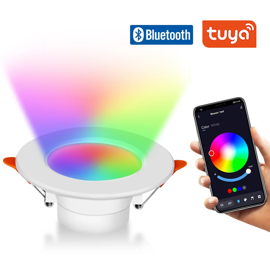 

AC85-265V Tuya Bluetooth Smart Downlight LED Smart Downlight 10W RGB Dimmable Round Ceiling Light RGBCW Home Decor Spotlight