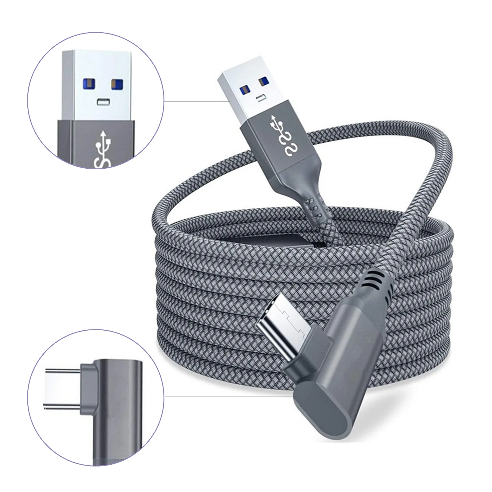 16FT Ergonomic Design Gaming Lightweight USB 3.0 Type C To A PC VR Link Cable Fast Charging Flexible For Oculus Quest 2
16FT Ergonomic Design Gaming Lightweight USB 3.0 Type C To A PC VR Link Cable Fast Charging Flexible For Oculus Quest 2