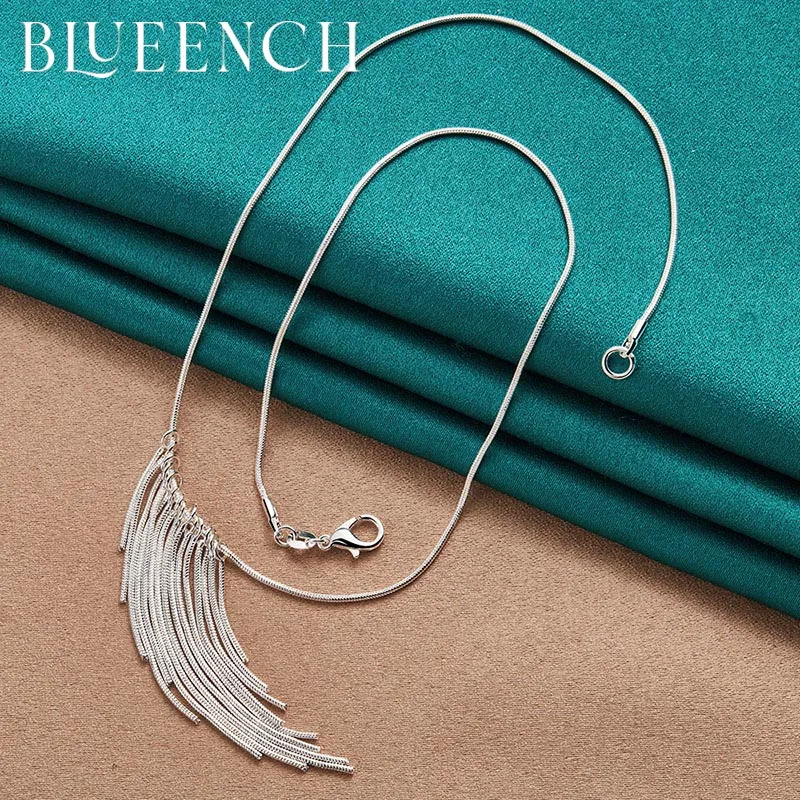 

Blueench 925 Sterling Silver Frosted Tassel Pendant for Women Proposal Wedding Party Fashion Glamour Jewelry