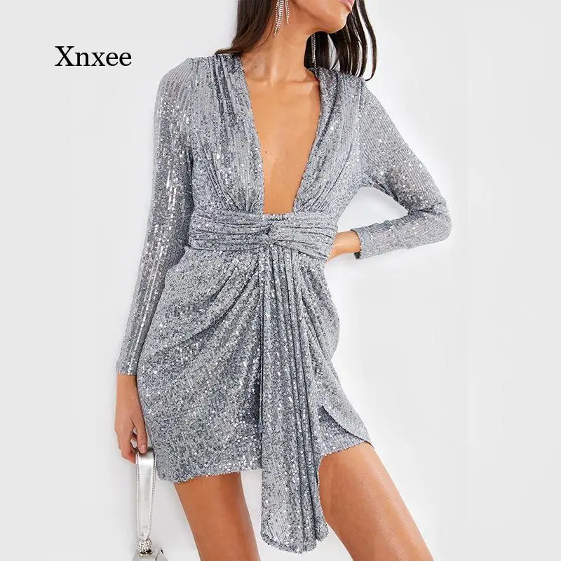 Зимнее модное сексуальное платье для вечеринки, новое индивидуальное стильное платье с длинными рукавами и блестками для ночного клуба 
Зимнее модное сексуальное платье для вечеринки, новое индивидуальное стильное платье с длинными рукавами и блестками для ночного клуба