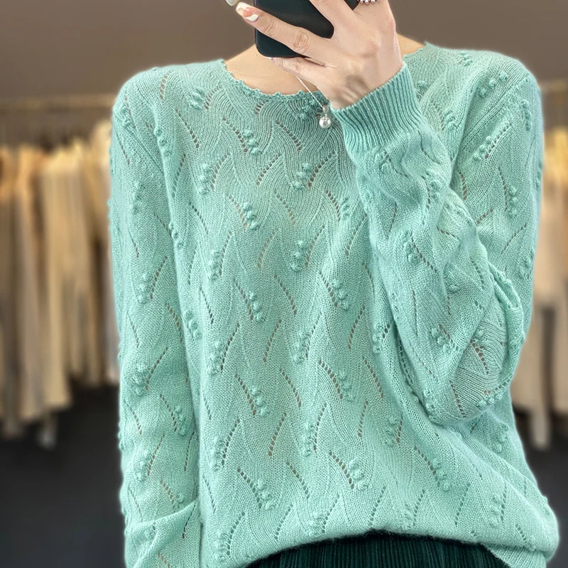 Autumn Winter Woman's Sweater Fashion Hollow Jumper Female Pullover Long Sleeve O-Neck Loose Clothes 100% Wool Knitted Tops Coat
Autumn Winter Woman's Sweater Fashion Hollow Jumper Female Pullover Long Sleeve O-Neck Loose Clothes 100% Wool Knitted Tops Coat