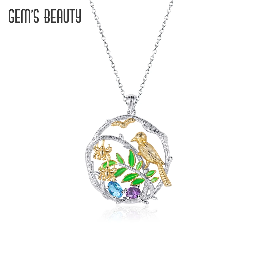 GEM'S BEAUTY Real 925 Sterling Silver Natural Original Handmade Fine Jewelry Bird on Branch Necklace For Women Gift Bijoux
GEM'S BEAUTY Real 925 Sterling Silver Natural Original Handmade Fine Jewelry Bird on Branch Necklace For Women Gift Bijoux