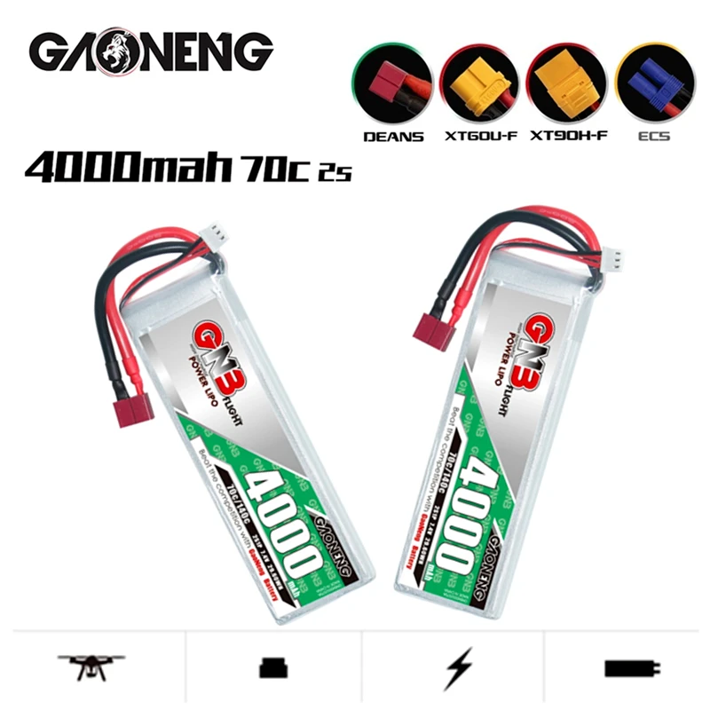 

GNB 2S 7.4V 4000mAh 70C/140C Lipo Battery For RC Helicopter Airplane Car Boat Tank Parts With XT60 EC5 Plug 7.4V Battery