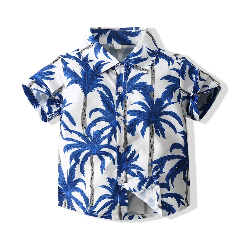 Модная пляжная рубашка для мальчиков комплект с коротким рукавом Детская летняя