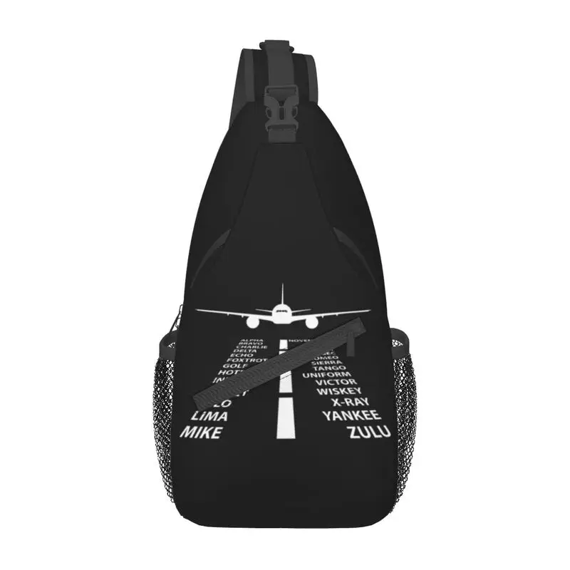 

Phonetic Alphabet Pilot Airplane Aviation Gift Sling Crossbody Chest Bag Men Aviator Air Fighter Shoulder Backpack for Traveling