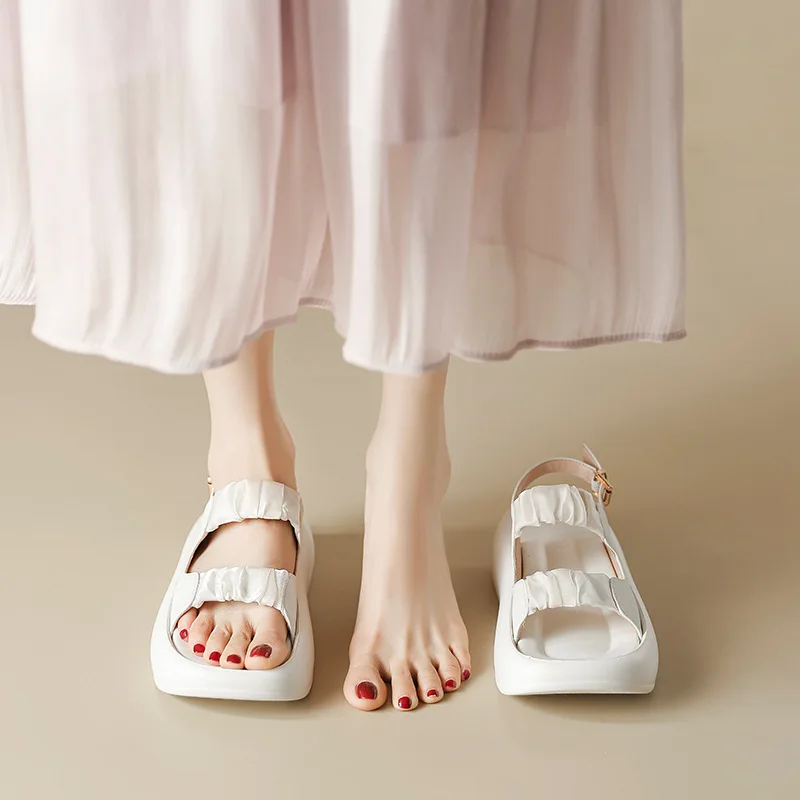 Genuine Leather Leather Summer Women's Shoes Slippers Beach Shoes Fashion New Thick Bottom Wedge Heightened Womens Sandals 35-40
Genuine Leather Leather Summer Women's Shoes Slippers Beach Shoes Fashion New Thick Bottom Wedge Heightened Womens Sandals 35-40