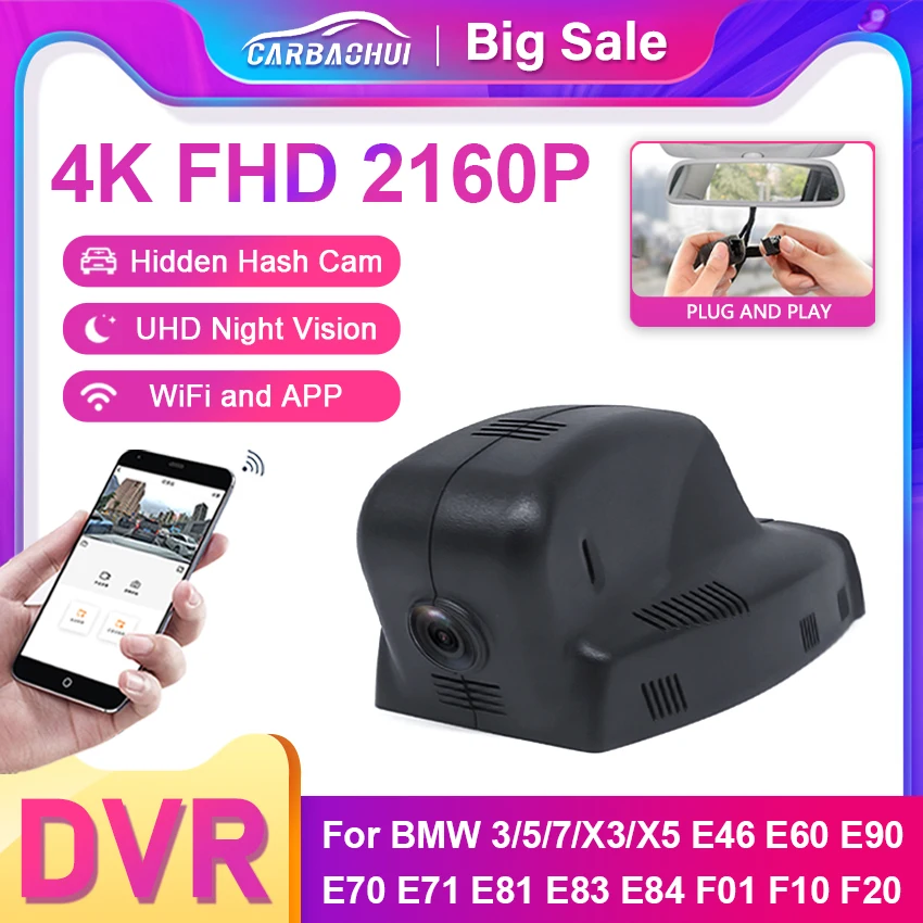 

New 4k 2160P Wifi Full HD Car DVR Dash Cam Camera Video Recorder for BMW 3/5/7/X3/X5 E46 E60 E90 E70 E71 E81 E83 E84 F01 F10 F20