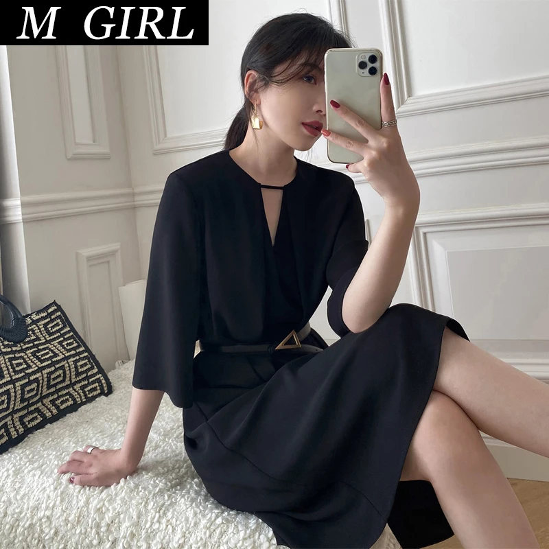 A-line Dresses for Women Party with Belt French Office Lady Retro Three Quarter V-Neck Loose Woman Dress Elegant Female Summer
A-line Dresses for Women Party with Belt French Office Lady Retro Three Quarter V-Neck Loose Woman Dress Elegant Female Summer