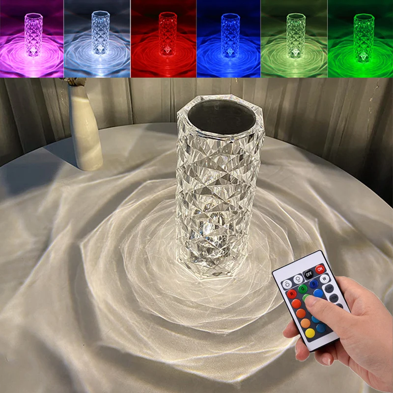 RGB Crystal Table Lamp Touch Remote Diamond Lamps Room Decor Atmosphere Bedside Night Table Light Desktop Projector LED Lighting
RGB Crystal Table Lamp Touch Remote Diamond Lamps Room Decor Atmosphere Bedside Night Table Light Desktop Projector LED Lighting