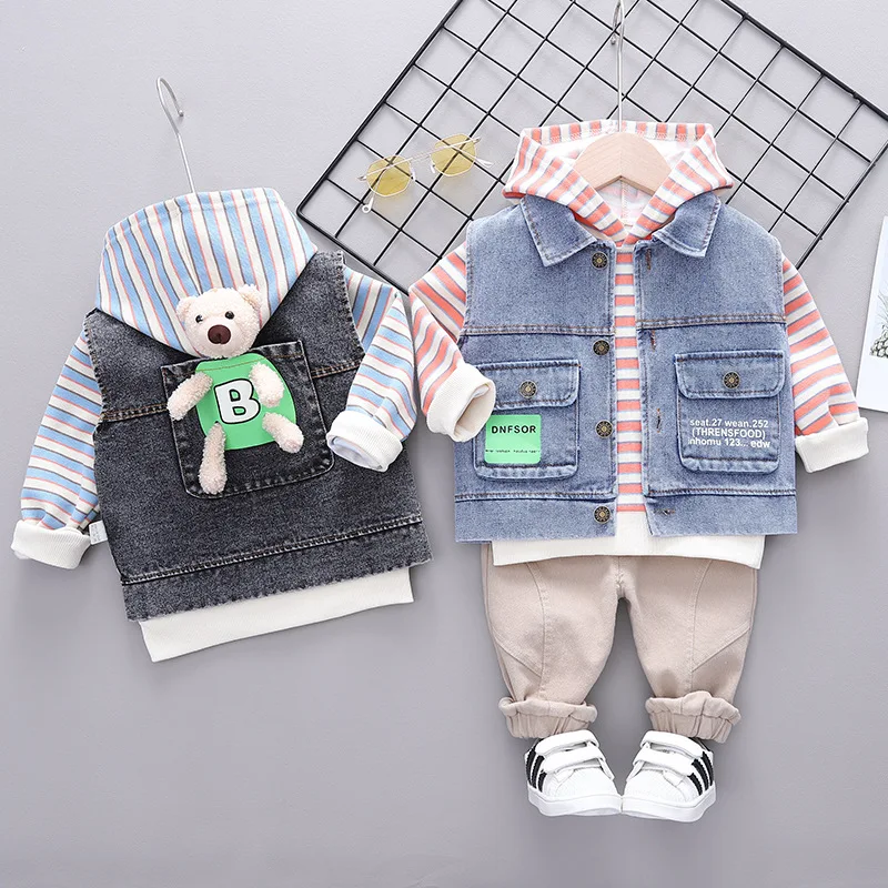 Spring Autumn Kids Boy Girl Clothing Suit Tracksuit Sets Baby Hooded Sweater+Denim Jacket+ Pants 3Pcs Toddler Cute Bear Outfits
Spring Autumn Kids Boy Girl Clothing Suit Tracksuit Sets Baby Hooded Sweater+Denim Jacket+ Pants 3Pcs Toddler Cute Bear Outfits