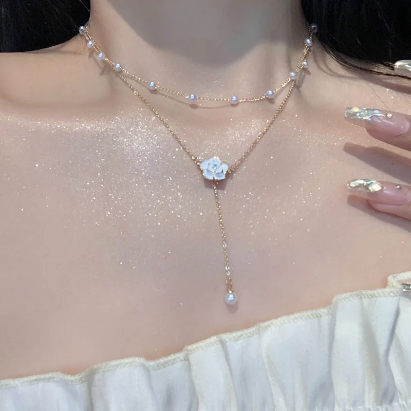 New Fashion Unique Design Elegant Exquisite Double Tassel Pearl Camellia Necklace Women Jewelry Party Premium Gift Wholesale 
New Fashion Unique Design Elegant Exquisite Double Tassel Pearl Camellia Necklace Women Jewelry Party Premium Gift Wholesale
