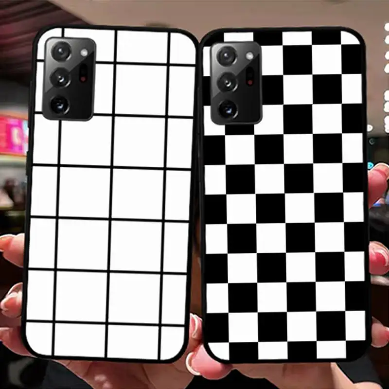 

Checkerboard Plaid Black White Square Phone Case for Samsung Note 5 7 8 9 10 20 pro plus lite ultra A21 12 72