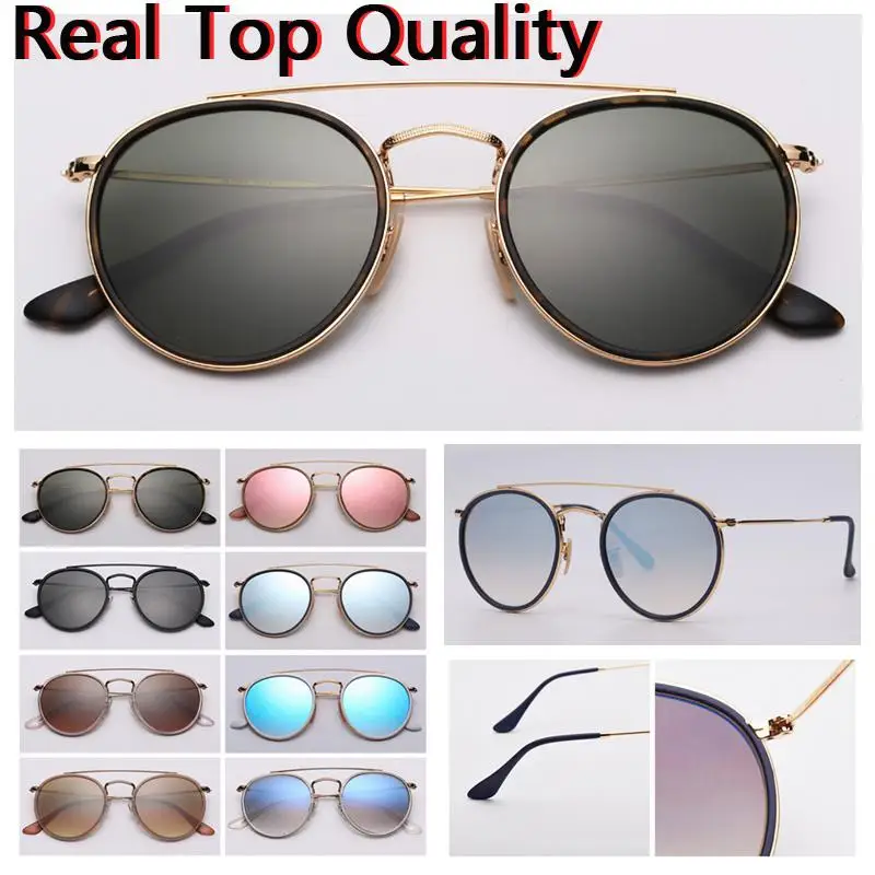 

Top Quality Luxury Sunglasses Women Men Double Bridge Sun Glasses Men Women 3647 Glass Lenses Eyeware Des Lunettes De Soleil