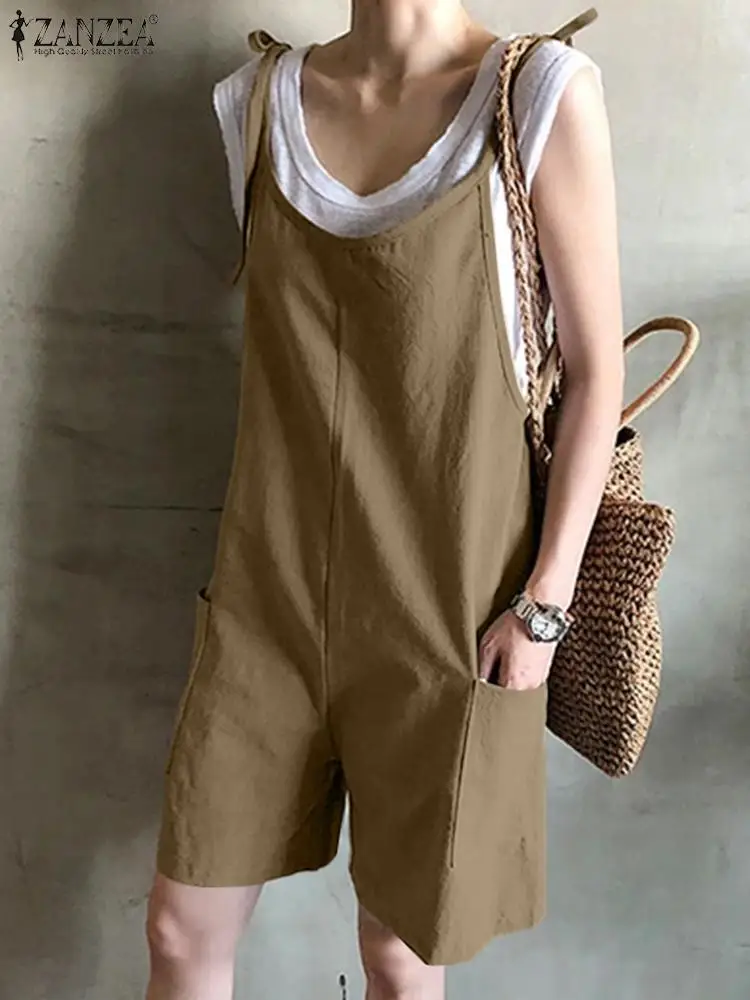 ZANZEA Summer Solid Short Jumpsuit 2022 Fashion Women Cotton Sleeveless Romper Casual Holiday Strap Overalls Oversized Playsuits
ZANZEA Summer Solid Short Jumpsuit 2022 Fashion Women Cotton Sleeveless Romper Casual Holiday Strap Overalls Oversized Playsuits