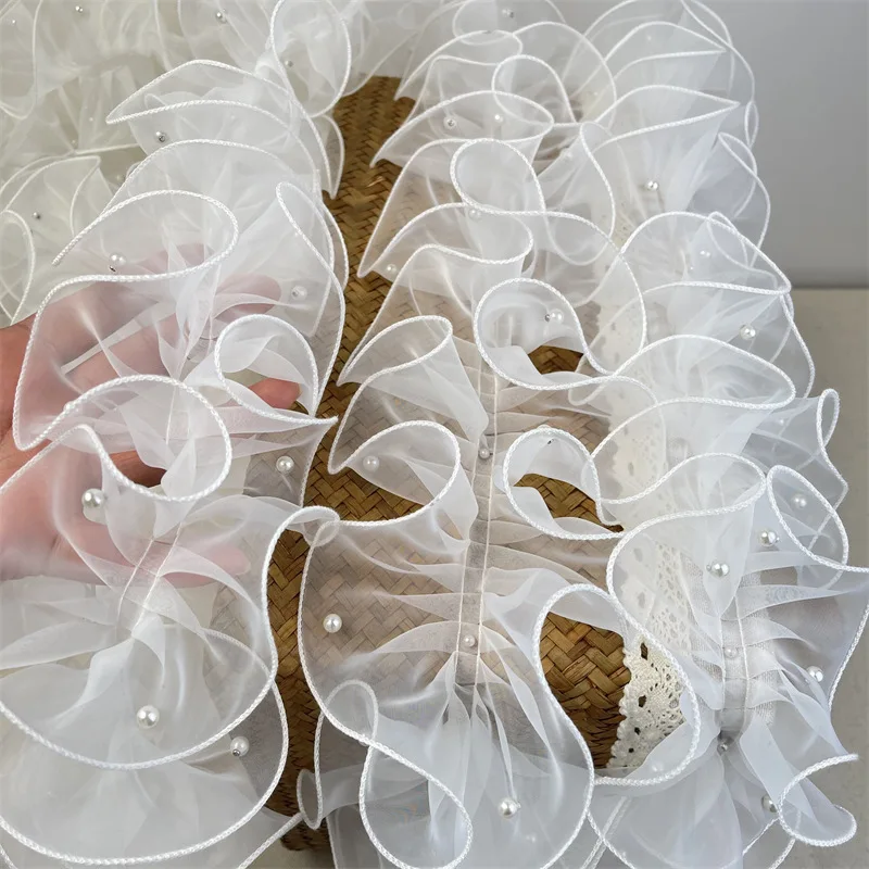10Yards 11CM Wide Organza Dense Pleated Ruffled Lace Accessories Beaded Lace DIY Cothing Decoration For Collar Lleeve Hat
10Yards 11CM Wide Organza Dense Pleated Ruffled Lace Accessories Beaded Lace DIY Cothing Decoration For Collar Lleeve Hat