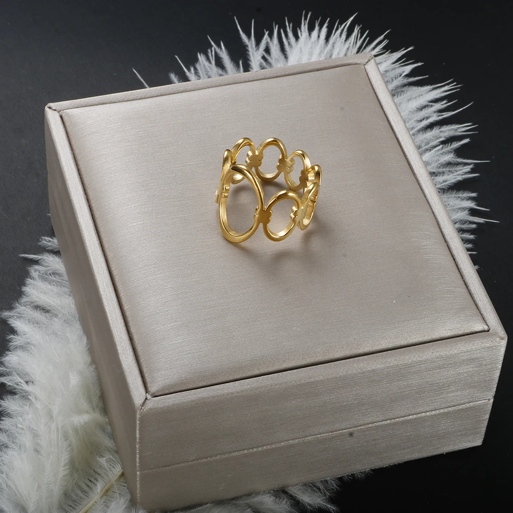 Luxury Designer Ring Gradual Oval Splicing Ring Stainless Steel Gold Plated Rings for Women Fashion INS Korean Trendy Jewelry
Luxury Designer Ring Gradual Oval Splicing Ring Stainless Steel Gold Plated Rings for Women Fashion INS Korean Trendy Jewelry