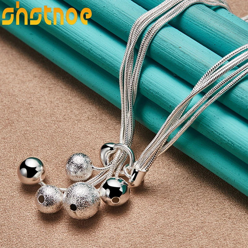 925 Sterling Silver Five Snake Chain Frosted Smooth Bead Ball Necklace 18 Inch Chain For Women Engagement Fashion Jewelry
925 Sterling Silver Five Snake Chain Frosted Smooth Bead Ball Necklace 18 Inch Chain For Women Engagement Fashion Jewelry