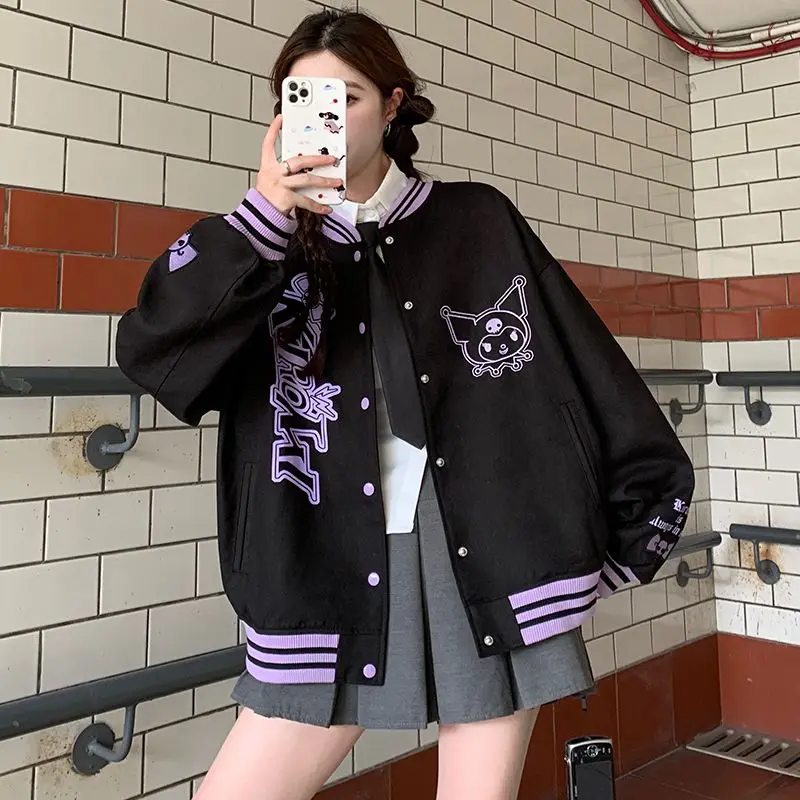 Autumn Winter Cartoon Sanrio Kuromi Baseball Uniform Jacket Cute Beauty American Sweet Cool Loose Slim Fashion Jacket Black
Autumn Winter Cartoon Sanrio Kuromi Baseball Uniform Jacket Cute Beauty American Sweet Cool Loose Slim Fashion Jacket Black