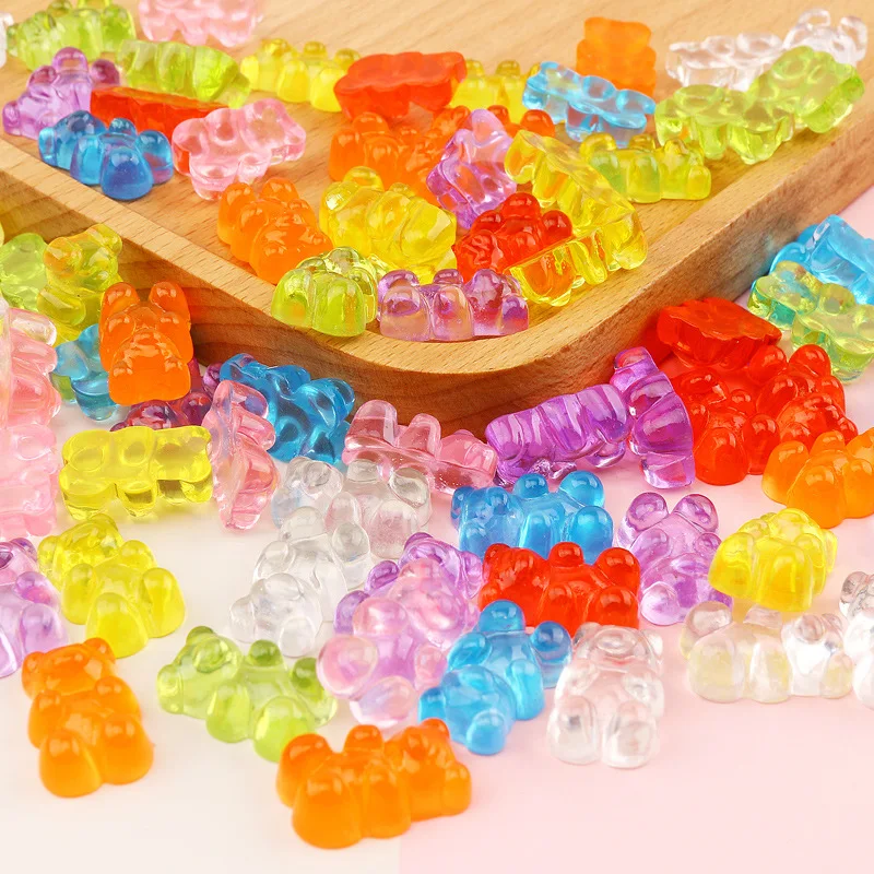 

10Pcs/Lot Kawaii Jelly Gummy Bear Nail Art Charms Candy Color Bear 3D Nails Art Decoration Parts Luxury DIY Manicure Accessories