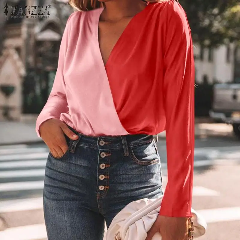 Femininas Clothing Solid OL Top 2022 Fashion Satin Blouse ZANZEA Elegant V Neck Full Sleeve Shirt Women Casual Patchwork Chemise
Femininas Clothing Solid OL Top 2022 Fashion Satin Blouse ZANZEA Elegant V Neck Full Sleeve Shirt Women Casual Patchwork Chemise