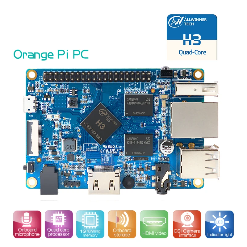 Orange Pi PC 1GB RAM Allwinner H3 Quad-Core Mini PC SBC Single Board Computer Run Android Debian Ubuntu Development Board
Orange Pi PC 1GB RAM Allwinner H3 Quad-Core Mini PC SBC Single Board Computer Run Android Debian Ubuntu Development Board