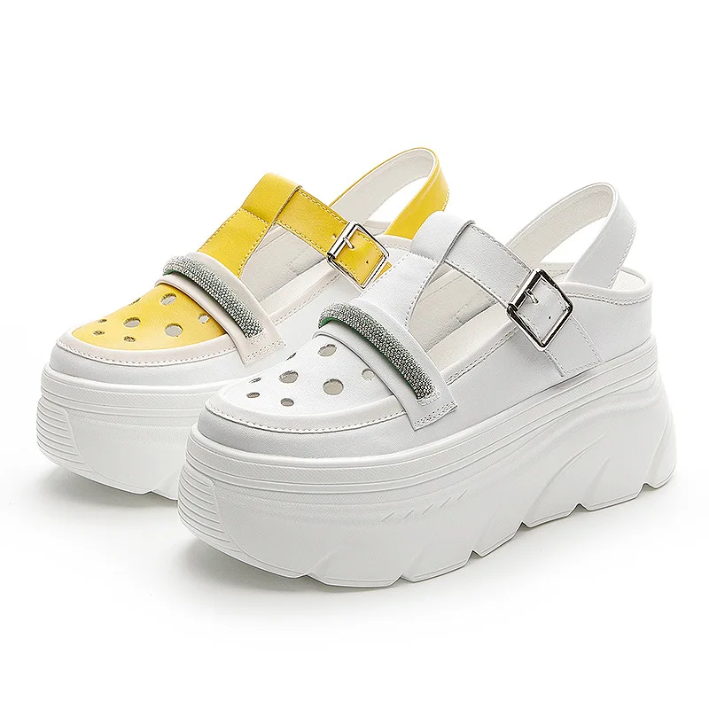 9CM New Air Mesh Genuine Leather Women Hollow Summer Platform Wedge Breathable Sandals Fashion Bling Chunky Sneakers Shoes
9CM New Air Mesh Genuine Leather Women Hollow Summer Platform Wedge Breathable Sandals Fashion Bling Chunky Sneakers Shoes