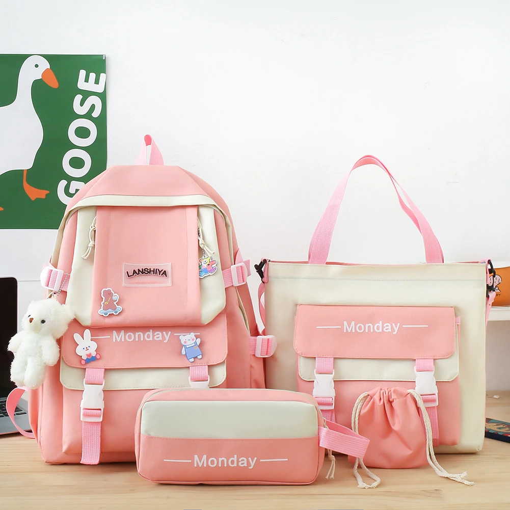 4pcs/set Laptop Backpacks Badges with Bear Pendant Women Backpack Canvas Large Capacity Fashion Casual Light Travel Knapsack 
4pcs/set Laptop Backpacks Badges with Bear Pendant Women Backpack Canvas Large Capacity Fashion Casual Light Travel Knapsack